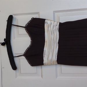Beautiful, gently-used brown empire-waist dress with white satiny underbust